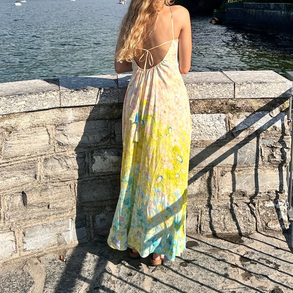 Wild Orchid Halter Neck Flared Dress La Fuori Anthropologie Floral Maxi NWT - Picture 3 of 16